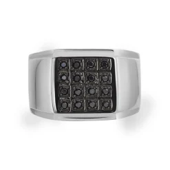 Bague Chevalière Acier Vieillit Teodor Oxydes De Zirconium
