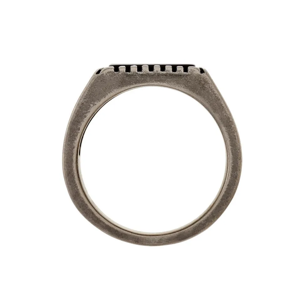 Bague Chevalière Acier Vieillit Haris Agate