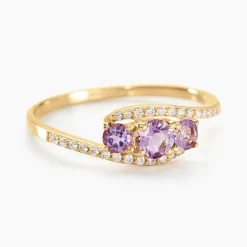 Bague Chloe Or Jaune Amethyste Et Oxyde De Zirconium