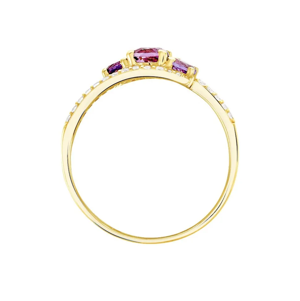 Bague Chloe Or Jaune Amethyste Et Oxyde De Zirconium