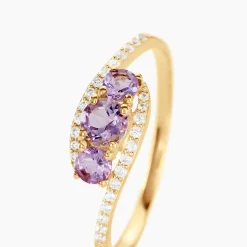 Bague Chloe Or Jaune Amethyste Et Oxyde De Zirconium
