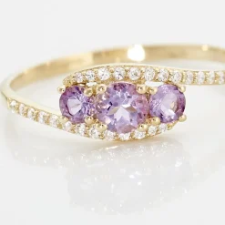 Bague Chloe Or Jaune Amethyste Et Oxyde De Zirconium