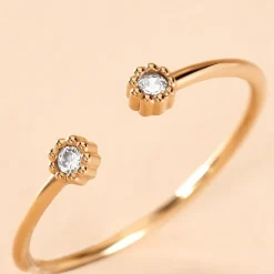 Bague éclat Perlé Plaqué Or Oxyde De Zirconium