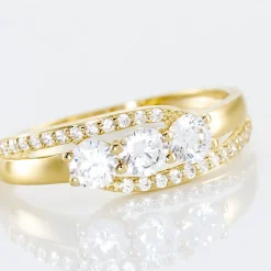 Bague Comete Or Jaune Oxyde De Zirconium