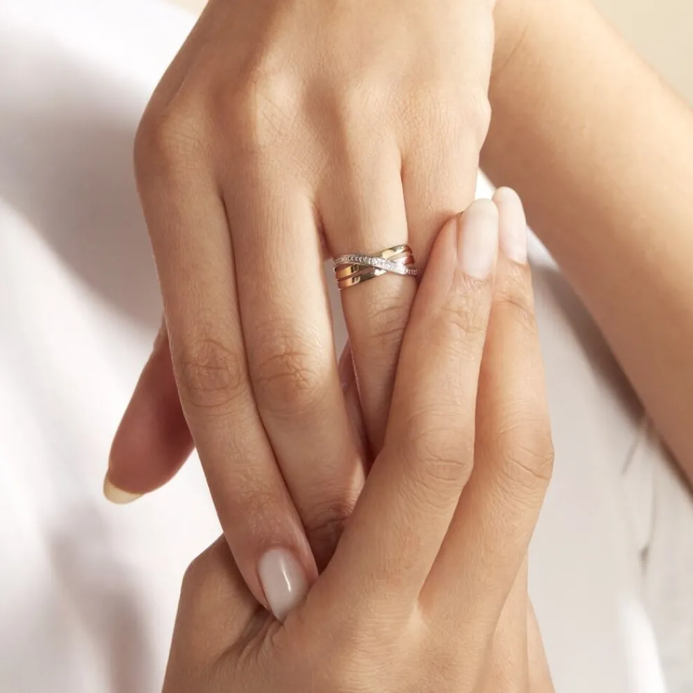 Marc Orian Parures De Mariage|Bagues > Bague Cramitia Or Tricolore Diamant