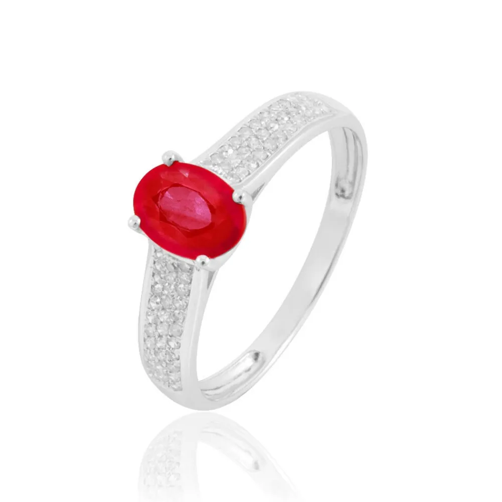 Marc Orian Bagues Rubis|Anniversaire De Mariage > Bague Crista Or Blanc Rubis Et Diamant