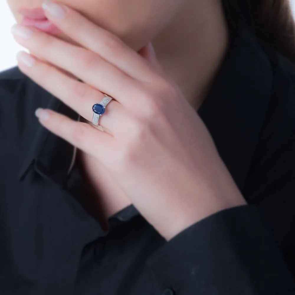 Marc Orian Bagues Saphir|Anniversaire De Mariage > Bague Crista Or Blanc Saphir Et Diamant
