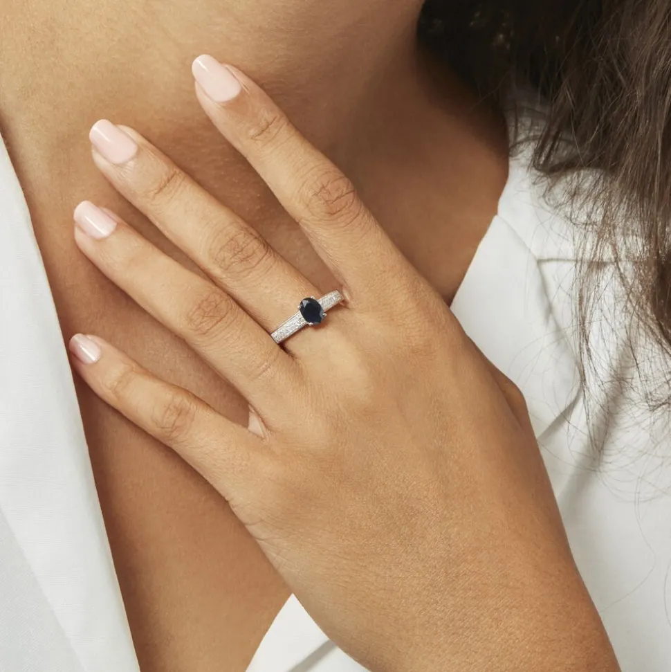 Bague Crista Or Blanc Saphir Et Diamant