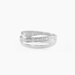 Bague Croisee Or Blanc Diamant