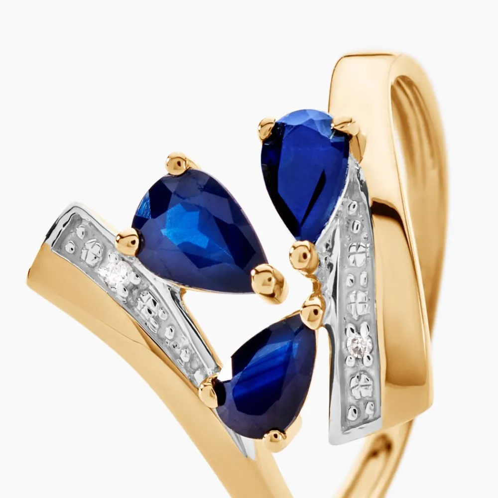 Marc Orian Anniversaire De Mariage|Bagues Saphir > Bague Dahlia Or Jaune Saphir Diamant