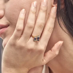 Marc Orian Anniversaire De Mariage|Bagues Saphir > Bague Dahlia Or Jaune Saphir Diamant