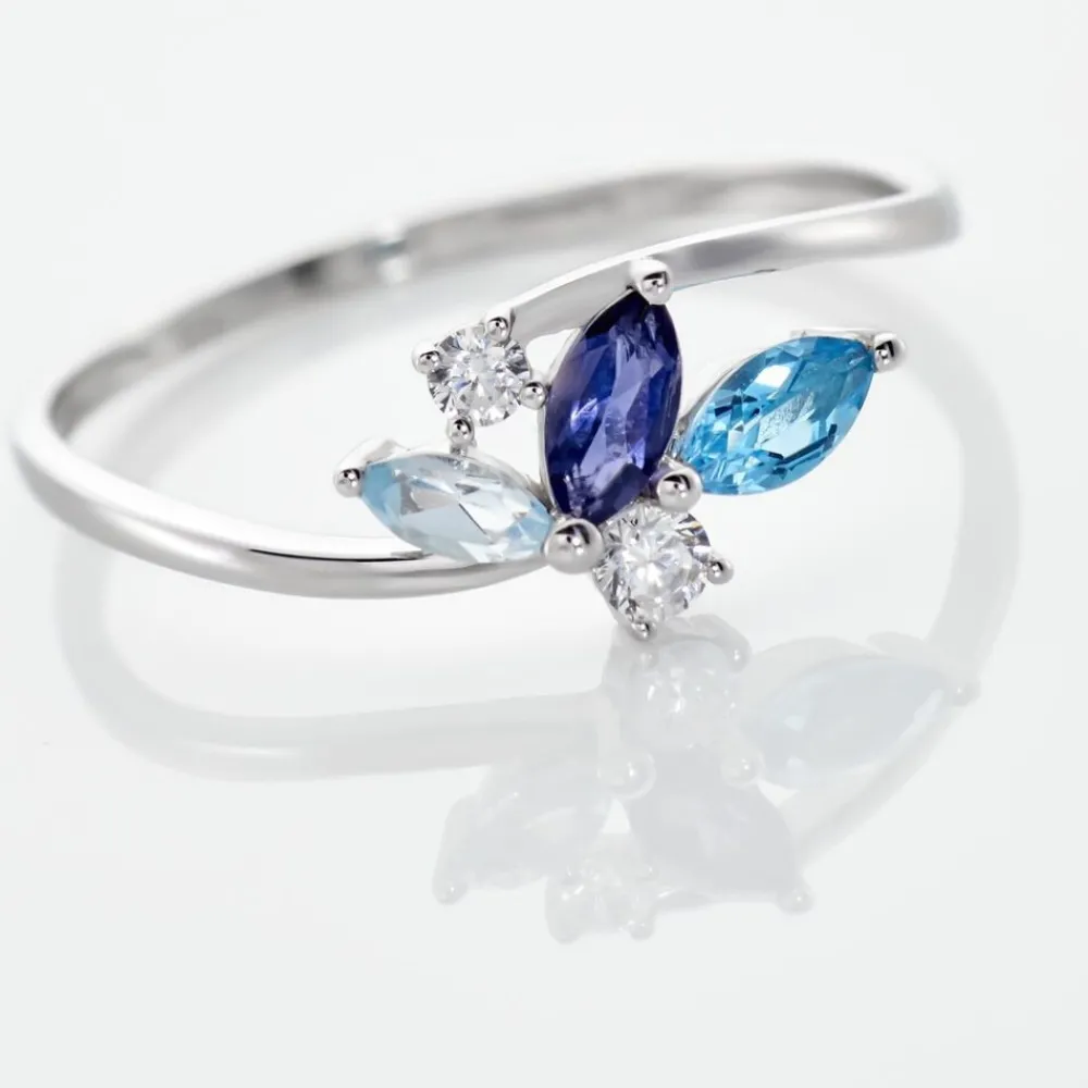 Marc Orian Bagues De Promesse|Bijoux Zirconium > Bague Daurine Or Blanc Oxyde De Zirconium Iolite