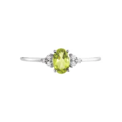 Bague Diapre Or Blanc Péridot Oxyde De Zirconium