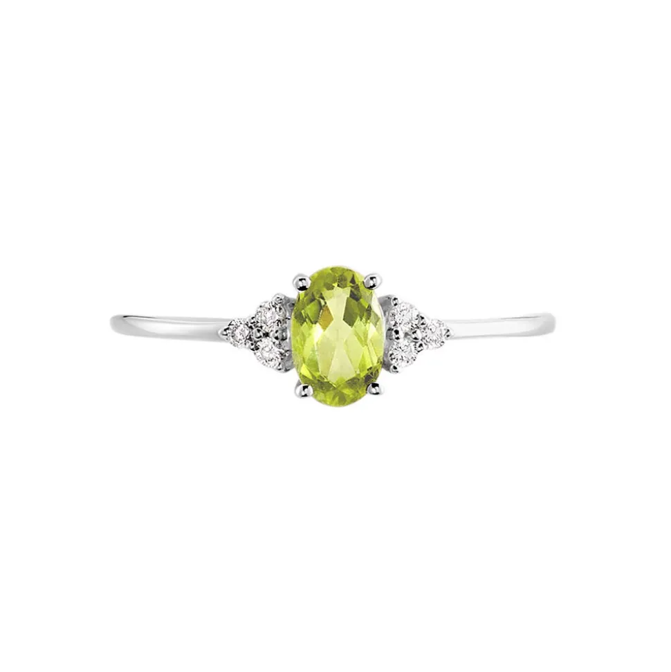 Bague Diapre Or Blanc Péridot Oxyde De Zirconium