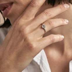 Bague Diapre Or Blanc Topaze Oxyde De Zirconium