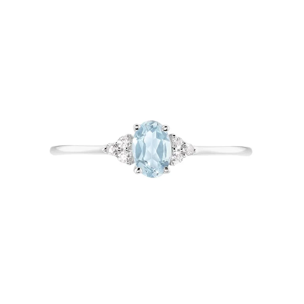 Bague Diapre Or Blanc Topaze Oxyde De Zirconium