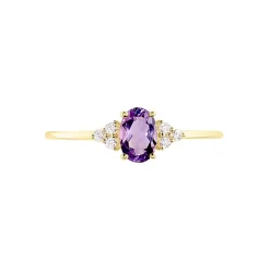 Bague Diapre Or Jaune Améthyste Oxyde De Zirconium