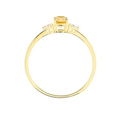 Bague Diapre Or Jaune Citrine Oxyde De Zirconium