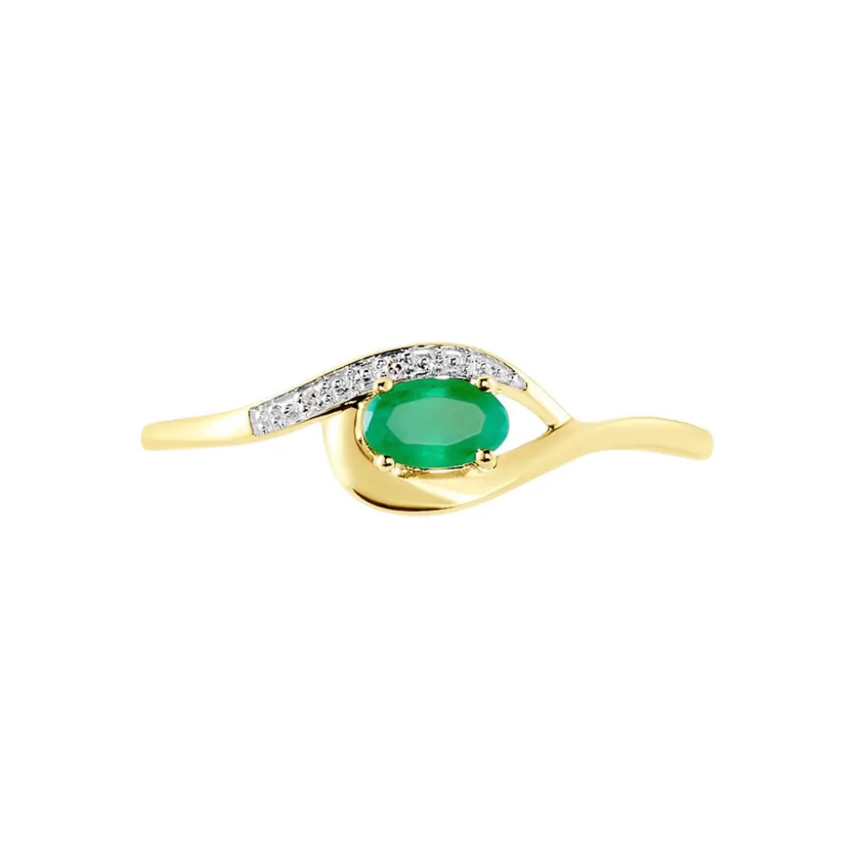 Bague Emotion Or Jaune Emeraude Diamant