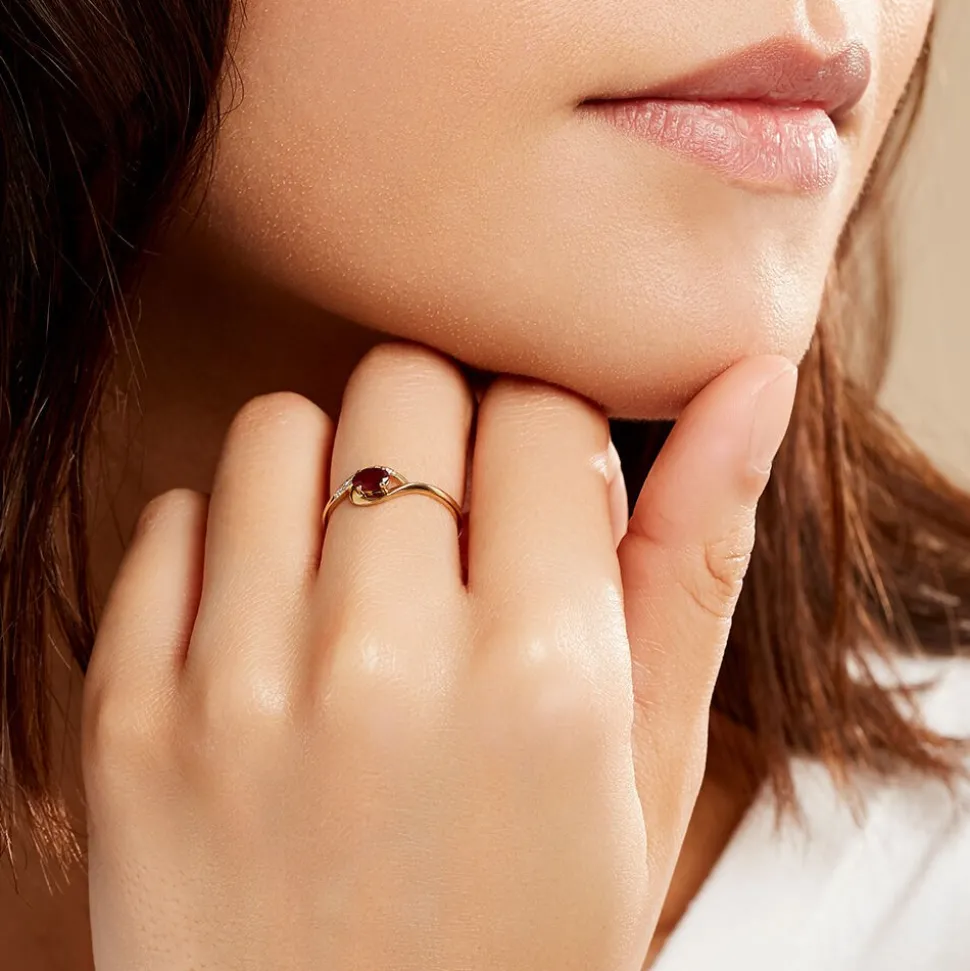 Bague Emotion Or Jaune Rubis Diamant