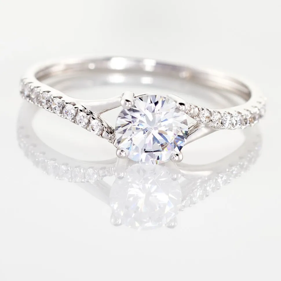 Bague Evita Or Blanc Oxyde De Zirconium
