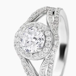 Bague Ferne Argent Blanc Oxyde De Zirconium