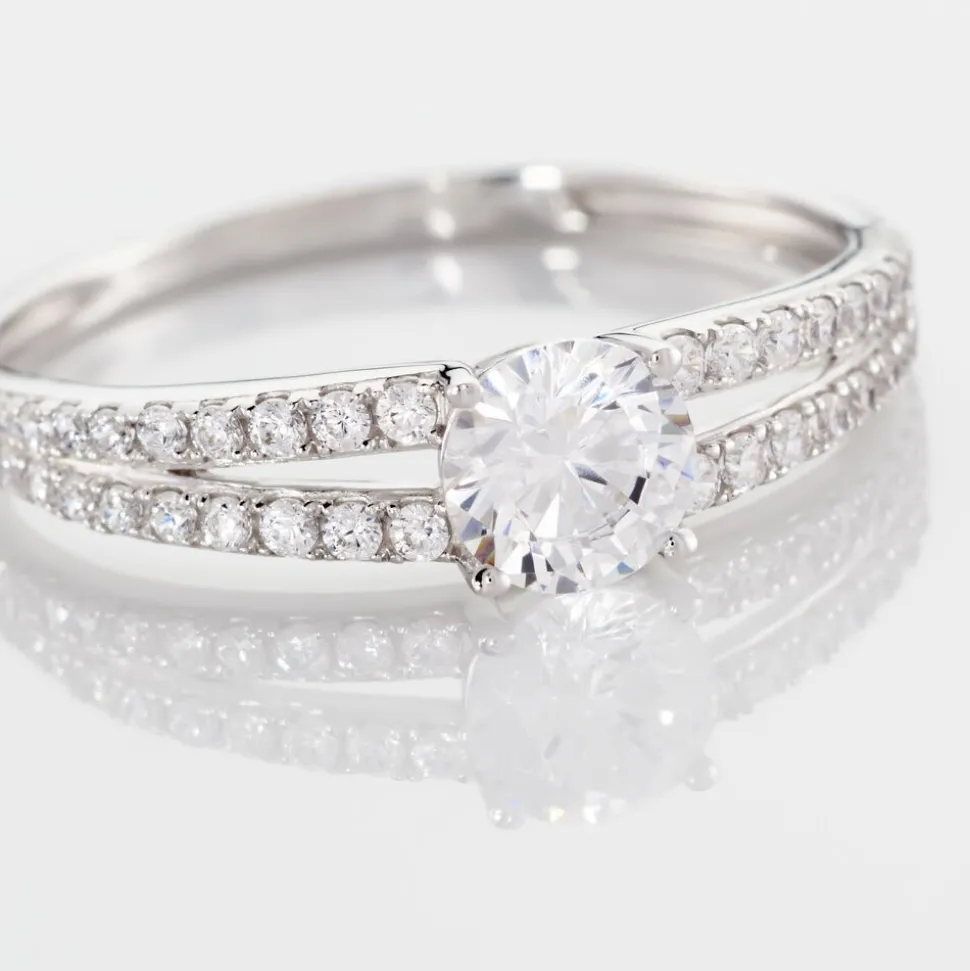 Bague Fina Or Blanc Oxyde De Zirconium
