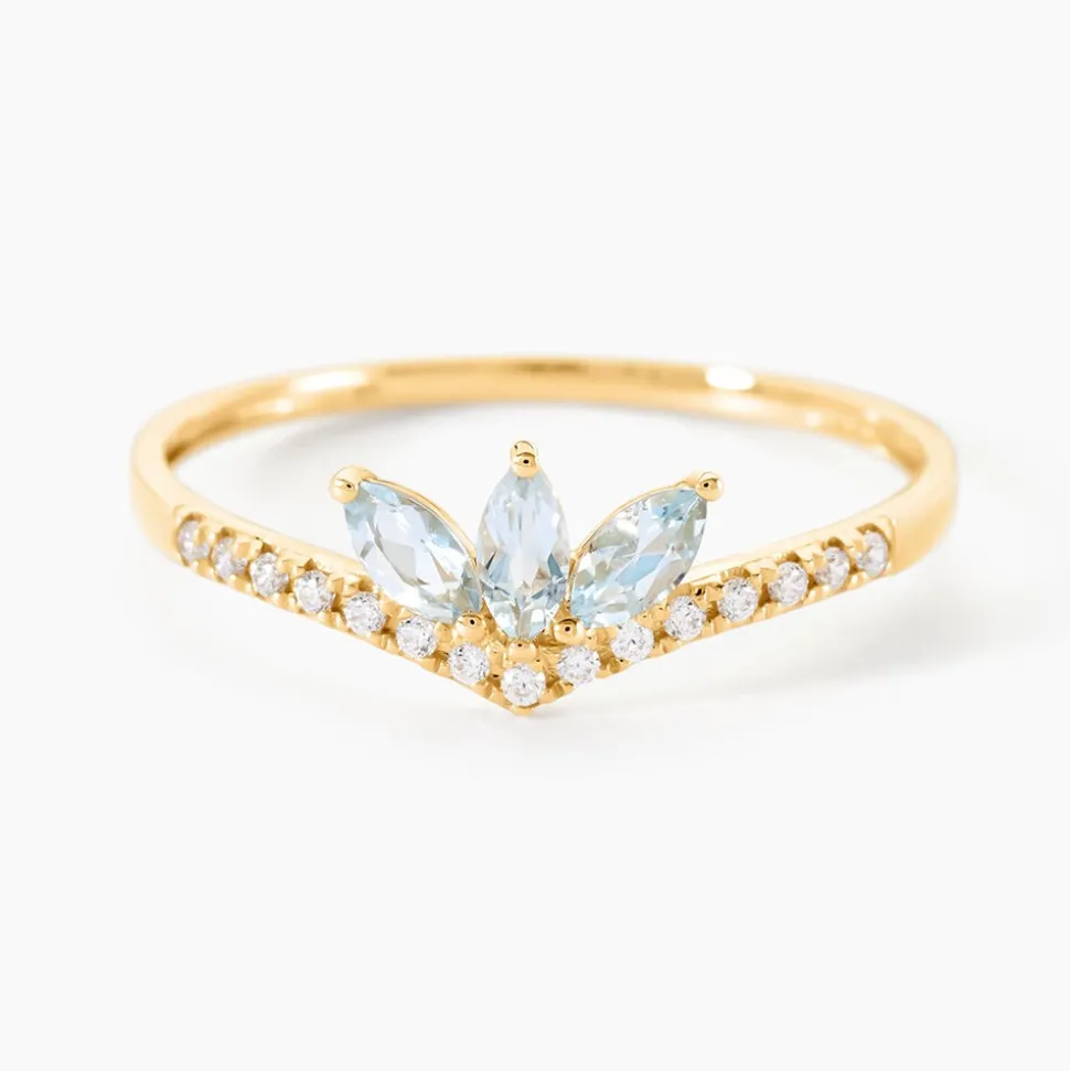 Bague Florelys Or Jaune Topaze Oxyde De Zirconium