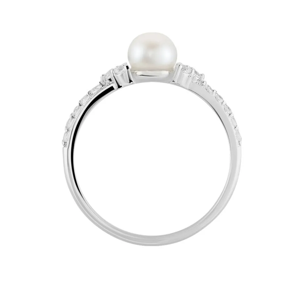 Bague Florenty Argent Blanc Perle De Culture Et Oxyde De Zirconium