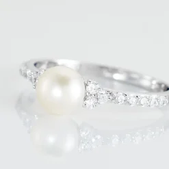 Bague Florenty Argent Blanc Perle De Culture Et Oxyde De Zirconium