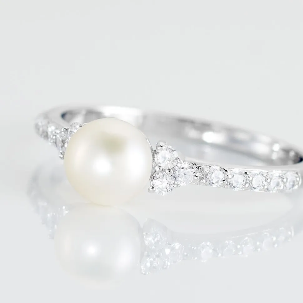 Bague Florenty Argent Blanc Perle De Culture Et Oxyde De Zirconium