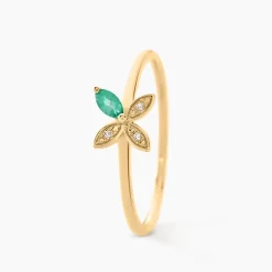 Marc Orian Anniversaire De Mariage|Bijoux Émeraude > Bague Flower Power Or Jaune Emeraude Diamant