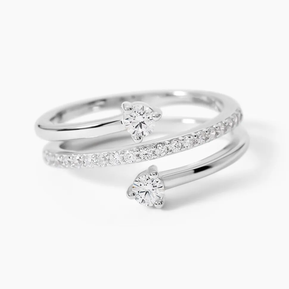 Bague Gait Argent Blanc Oxyde De Zirconium