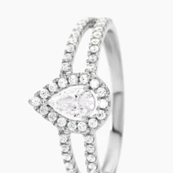 Bague Hildana Or Blanc Oxyde De Zirconium