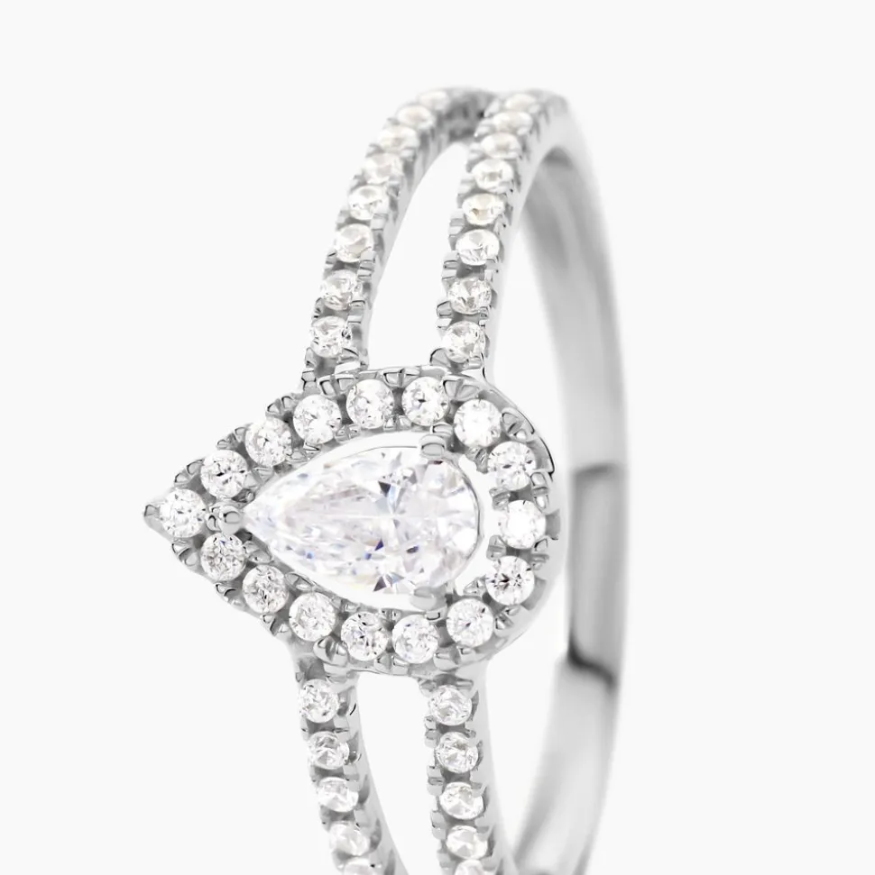 Bague Hildana Or Blanc Oxyde De Zirconium