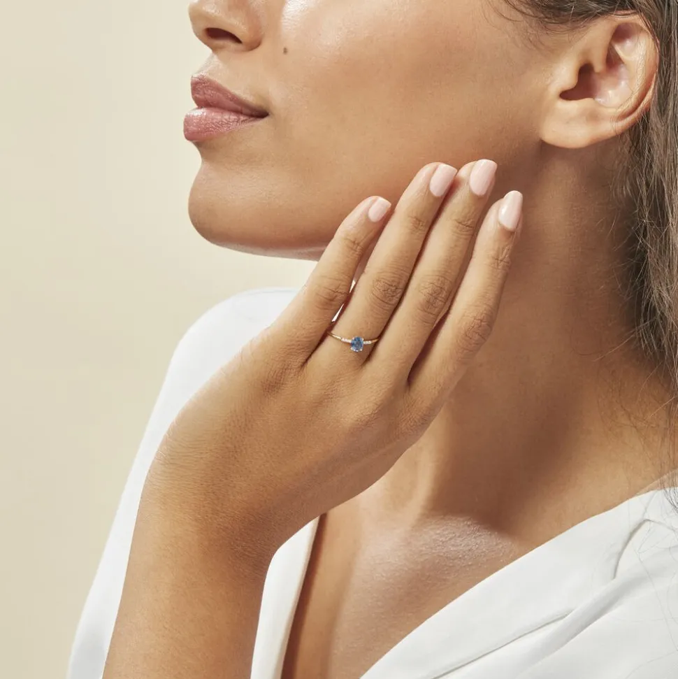 Bague Jehane Or Jaune Saphir Et Diamant