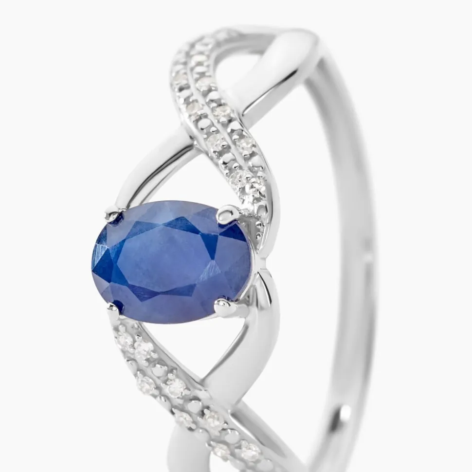 Bague Jess Or Blanc Saphir Et Diamant