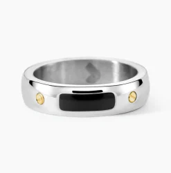 JOURDAN Bagues De Promesse|Idées Cadeaux Homme > Bague Louka Acier Argenté Onyx