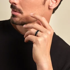 JOURDAN Idées Cadeaux Homme|Bagues > Bague Oahu Acier Blanc Et Noir
