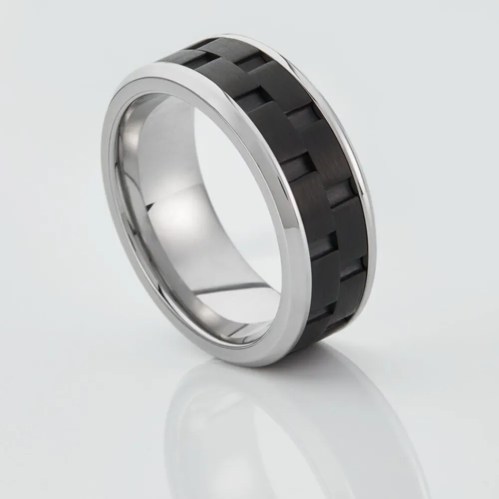 JOURDAN Idées Cadeaux Homme|Bagues > Bague Oahu Acier Blanc Et Noir