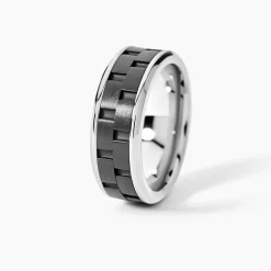 JOURDAN Idées Cadeaux Homme|Bagues > Bague Oahu Acier Blanc Et Noir