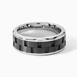 JOURDAN Idées Cadeaux Homme|Bagues > Bague Oahu Acier Blanc Et Noir