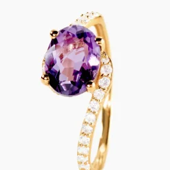 Marc Orian Anniversaire De Mariage|Bagues > Bague Loriane Or Jaune Amethyste Et Oxyde De Zirconium or jaune amethyste violette
