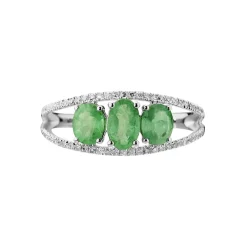 Marc Orian Bijoux Émeraude|Anniversaire De Mariage > Bague Madeline Or Blanc Emeraude Diamant