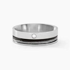 JOURDAN Idées Cadeaux Homme|Bagues > Bague Madine Acier Blanc Diamant