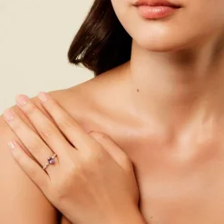 Bague Mahendra Or Jaune Améthyste Oxyde De Zirconium