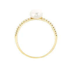 Bague Maria-francoise Or Jaune Perle De Culture Et Oxyde De Zirconium
