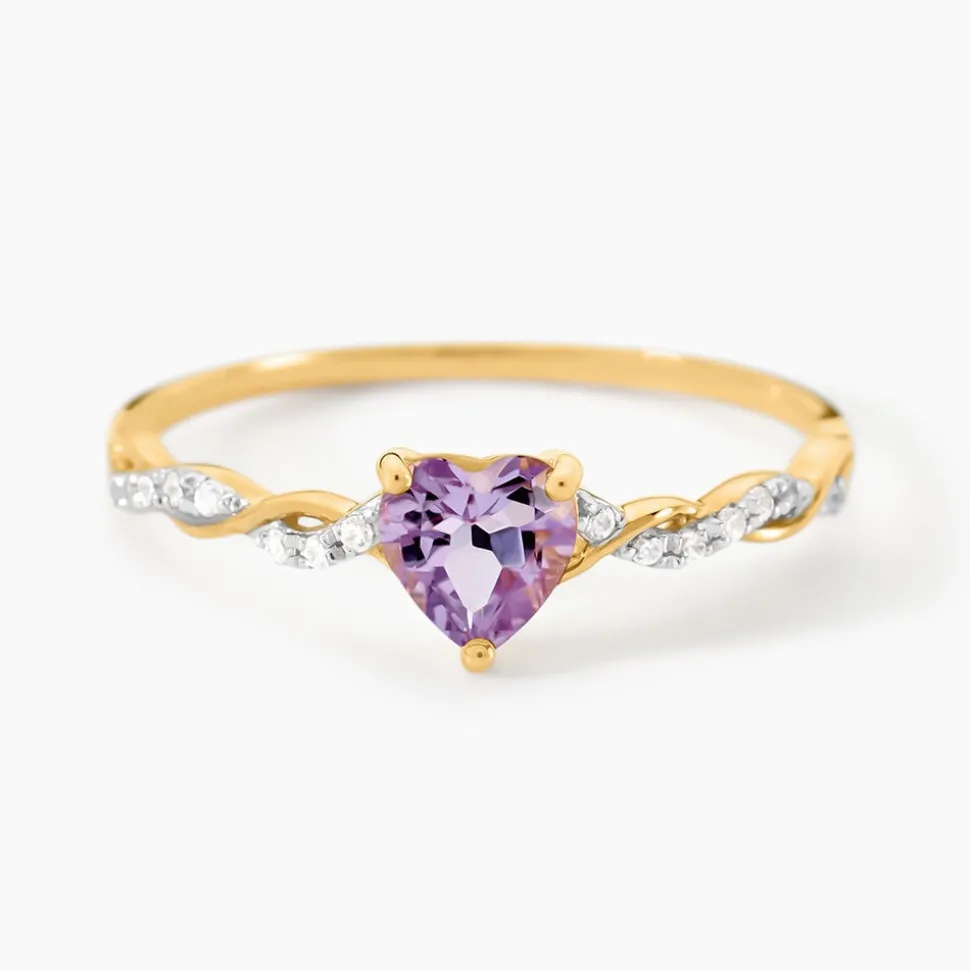 Bague Mathilde Or Jaune Améthyste Oxyde De Zirconium