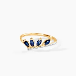 Marc Orian Bagues Saphir|Anniversaire De Mariage > Bague Navette Diamant or jaune saphir