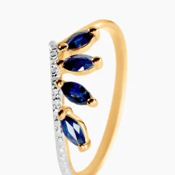 Marc Orian Bagues Saphir|Anniversaire De Mariage > Bague Navette Diamant or jaune saphir